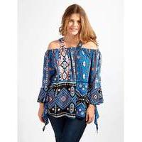 Lovedrobe GB Blue Aztec Print Blouse