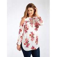 Lovedrobe GB Cold Shoulder Ruffle Blouse