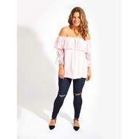 Lovedrobe GB Pink Lace Bardot Blouse