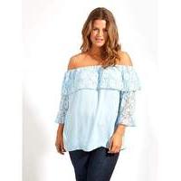 lovedrobe gb blue lace bardot blouse