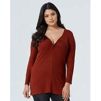 Longline Twist Back Ribbed Top