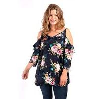 lovedrobe gb floral cold shoulder blouse