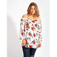 Lovedrobe GB Poppy Print Bardot Blouse