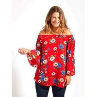 Lovedrobe GB Poppy Print Bardot Blouse