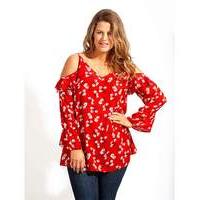 Lovedrobe GB Floral Cold Shoulder Blouse