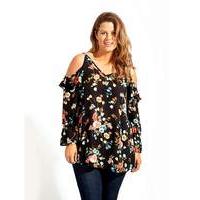 Lovedrobe GB Floral Cold Shoulder Blouse