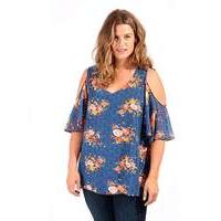 Lovedrobe GB Floral Cold Shoulder Blouse