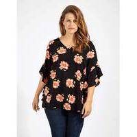 Lovedrobe Gb Floral Tie Back Blouse