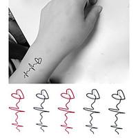 Love\'s Heartbeat Electrocardiogram Tattoo Stickers Temporary Tattoos(1 pc)