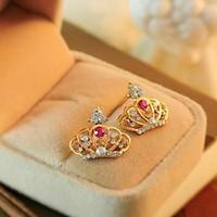 lovely crown crystal earrings