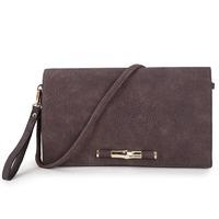Long & Son Ladies Large Flap Over Clutch Bag- Coffee