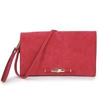 Long & Son Ladies Large Flap Over Clutch Bag- Red