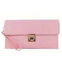 long son ladies medium letter clutch handbag preppy pink