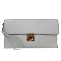 Long & Son Ladies Medium Letter Clutch Handbag - Silver