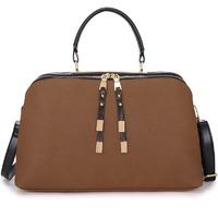 Long & Son Ladies Two Tone Shopper Handbag- Coffee