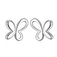 lovely silver plated cute butterfly stud earrings for party women jewe ...