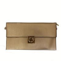 Long & Son Ladies Medium Letter Clutch Handbag - Gold