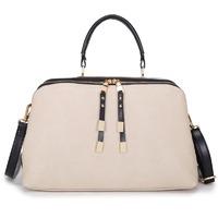 long son ladies two tone shopper handbag apricot