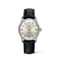 Longines Heritage men\'s automatic black leather strap watch