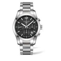 longines conquest classic mens chronograph steel bracelet watch