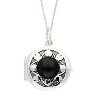 Locket Whitby Jet And Silver Heart Edge Stone Circle