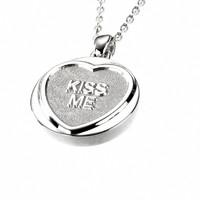 Love Hearts Necklace Kiss Me Silver