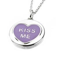 love hearts necklace kiss me purple silver