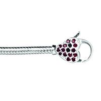 Lovelinks Sterling Silver 21cm Red CZ Heart Clasp Bracelet 1110258-21K