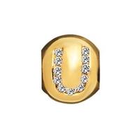 Lovelinks Gold Plated Silver Clear CZ U Bead