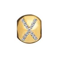 Lovelinks Gold Plated Silver Clear CZ X Bead