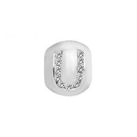 Lovelinks Sterling Silver CZ Initial U Bead