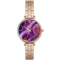 Lola Rose Ladies Aqua Purple Agate Stainless Steel Bracelet Watch LR4008