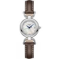 longines ladies equestrian diamond dial mother of pearl leather strap  ...