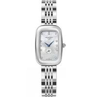 longines ladies rectangular diamond dial equestrian mother of pearl br ...