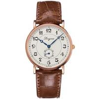 Longines Mens Heritage Rose Gold Leather Strap Watch L47858732