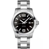 Longines Mens Black Conquest Bracelet Watch L37784586