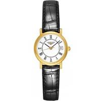 Longines Ladies Gold Plated Presence Leather Strap Watch L42776110