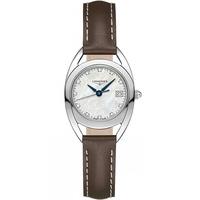 Longines Ladies Diamond Dial Equestrian Mother of Pearl Leather Strap Watch L61364872