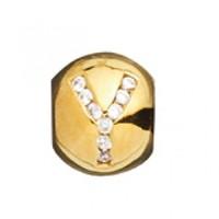 Lovelinks Gold Plated Silver Clear CZ Y Bead