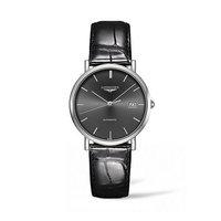 longines gents elegant collection black leather strap watch