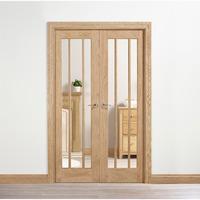 LPD Lincoln Oak Clear Glazed Door Pair 1981x1168x40mm