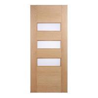 LPD Stockholm Oak Frosted Double Glazed Exterior Door 78in x 30in x 44mm (1981 x 762mm)