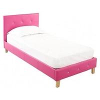 LPD Diamante 3ft Single Faux Leather Bed - Pink