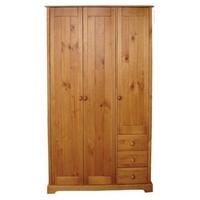 LPD Baltic Antique Pine Wardrobe - 3 Door 3 Drawer