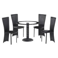 LPD Lenora Black Dining Set - Round with 4 Chairs