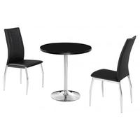 lpd athena black high gloss dining set with 2 chairs