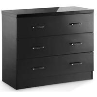 LPD Novello Black High Gloss Chest of Drawer - 3 Drawer