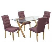 lpd cadiz oak dining table with roma plum 4 chairs