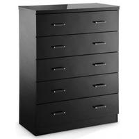 LPD Novello Black High Gloss Chest of Drawer - 5 Drawer