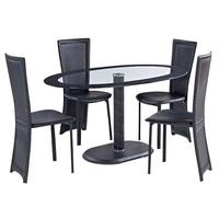 LPD Lenora Black Dining Set - Oval with 4 Chairs